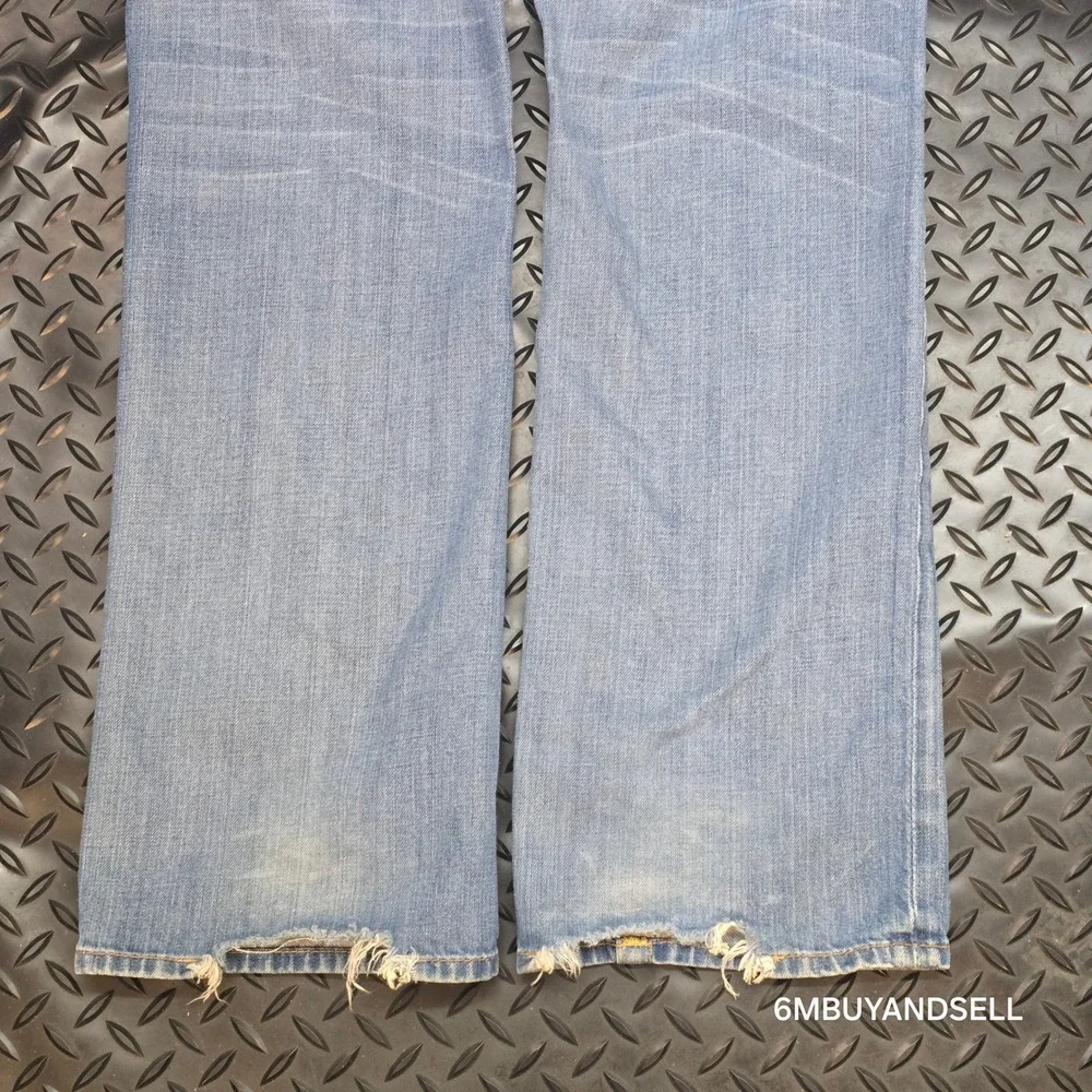 True‎ Religion Ricky Straight Leg Jeans Mens 34 Light Wash Distressed USA Y2K